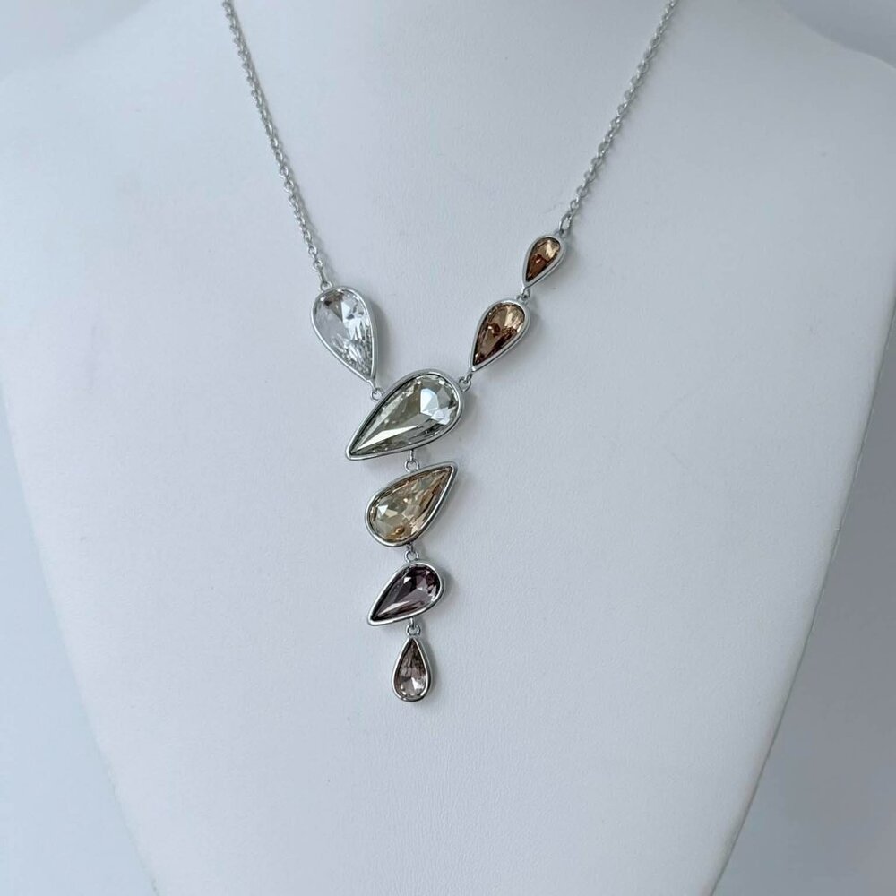 Swarovski Touchstone Crystal Sands of Time Necklace | Multicolor Teardrop | NIB